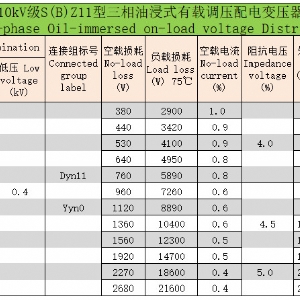 10kV級S(B)Z系列三相油浸式有載調壓配電變壓器