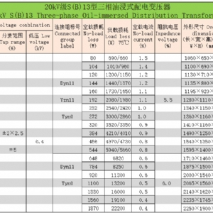 20kV級S(B)系列三相油浸式配電變壓器